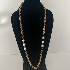 Vintage Napier Gold and Faux Pearl Necklace